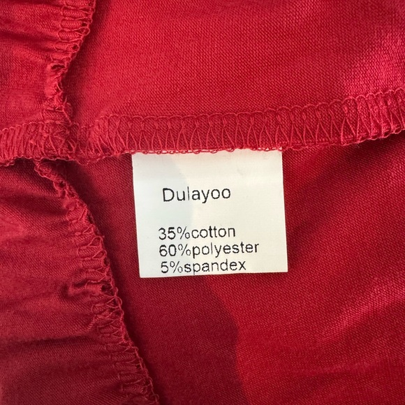 Dulayoo Women's Tiered Dress V-Neck Short Sleeve Swing Mini A-Line Hook Eye S - Picture 6 of 7